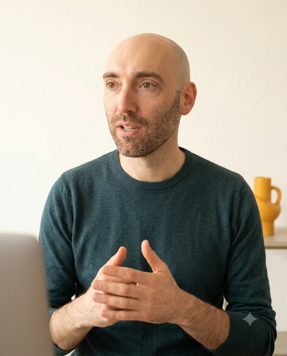 Charly Miconnet en visio, expliquant une situation client